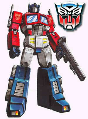Upright Transformers Optimus Prime and Logo