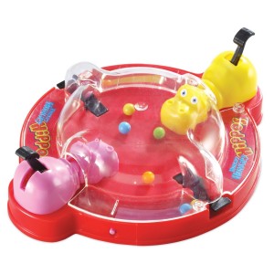 Play the travel version of Hungry hungry Hippos with the added cover